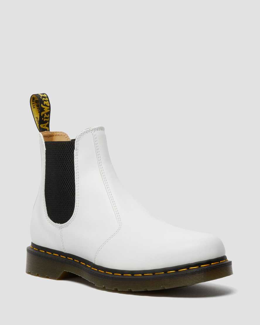 Dr. Martens 2976 Yellow Stitch Smooth Nahka Naisten Chelsea Nilkkurit - Valkoinen Nilkkurit [456-NYC